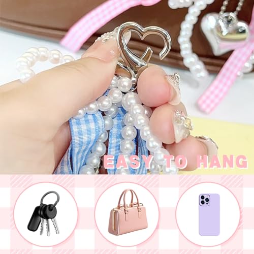 ZORBES® 6PCS Pearl Bow Charms Ribbon Bag Keychain Sweetly Stylish Beading Decorative Handbag Keyring Phone Sling Strap ZORBES® 6PCS Pearl Bow Charms Ribbon Bag Keychain Sweetly Stylish Beading Decorative Handbag Keyring Phone Sling Strap